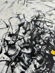 Black and White Painting | Huge Chaotic Strokes Swirling Patterns Zen Canvas Art