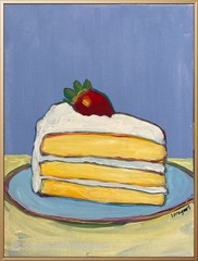 Strawberry Vanilla Cake 12×16” Interior Decor Hand Painted Acrylic on Canvas