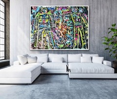 NEW ABSTRACT ART ON CANVAS Original Acrylic Painting BRIGHT SIGNED 72×62