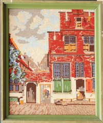 The Little Street vintage tapestry depicting famous painting by Johannes Vermeer