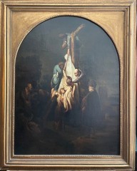 19th Century REMBRANDT after – Large Antique Oil – The Descent from the Cross
