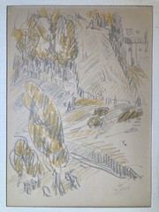 WALL BATTERTON ABSTRACT MODERNIST VINTAGE LANDSCAPE ORIGINAL ART