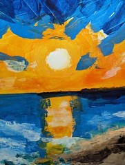 Original Painting Beach Sunset Seascape Contemporary Art by Samantha McLean
