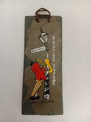 Vintage Hand Painted New Orleans Roof Slate – Birth Place of Jazz – Bourbon St.
