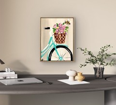 WS original bike basket impressionism painting 14X11 canvas artist signed ooak