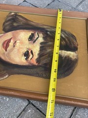 Vtg Painted Portrait of French Girl, Signed Oil Painting on Board
