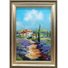 Lavender Original Oil Painting 4×6 Framed Signed Provence Landscape France Art