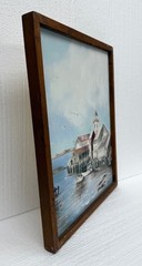 Vintage Nautical Fishing Boats Sea Scape Signed Drake Canvas Oil Painting