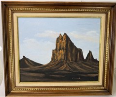 Vintage Shiprock New Mexico Oil Painting Signed J Howard Framed Southwest Art