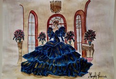 Painting.Water Color.Acrilic.Crayon.Fashion Ilustration.Retro.Vintage.14″ x 9″.