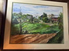 John Antonik (20th c) „Rural Landscape With Farm“ Watercolor Painting -Framed