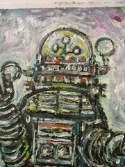 Robot ROBBIE forbidden planet sci-fi NEW 8×10 canvas painting signed CROWELL