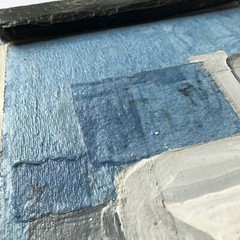 Study of STILL LIFE WITH BOTTLES by Amedee Ozenfant – Grey Blue Collage Painting