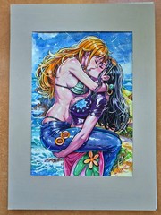 Original Anime Painting A4 Nami Nico Robin One Piece Female Women Fan Art Manga