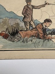 ANTIQUE ART DECO PAINTING ILLUSTRATION JOSEPH KRAEMER LISTED MOUNTAIN VIEW MEN