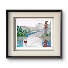 Landscape Water Feature Abstract Expressionist Original Painting Canvas 11×14