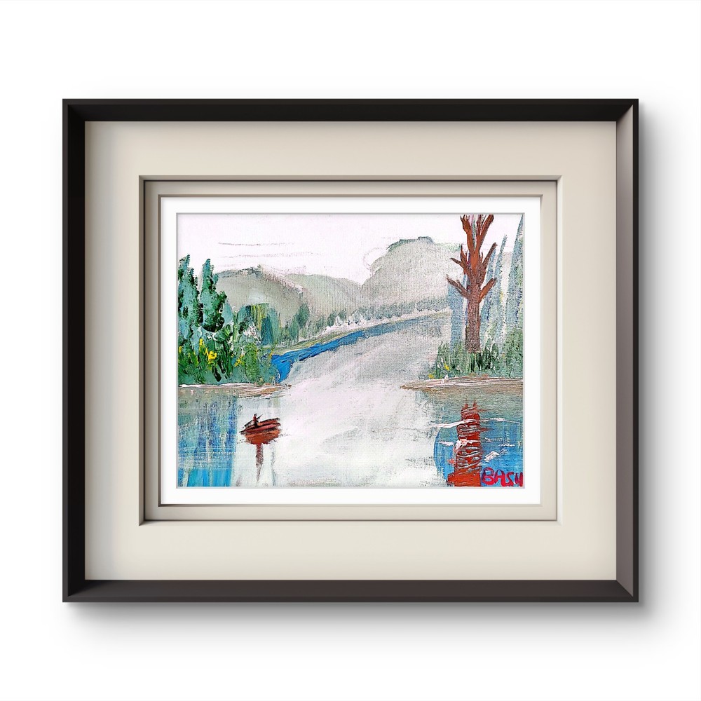 Landscape Water Feature Abstract Expressionist Original Painting Canvas 11×14