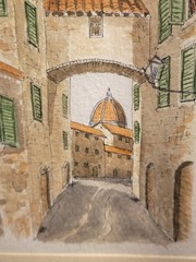 Matted and Framed Original Watercolor Florence „Duomo“ By Ben Clark