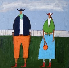 Folk Painting Original Abstract People Portrait Canvas Woman Whimsical 10×10 Art
