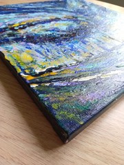 Original Acrylic Painting 12×12 Storm Sky Rain Seascape Textured Impasto Canvas