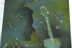 COOL Vintage J. CAMACHO Surrealism Abstract Oil Painting On Advertising Board
