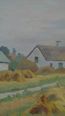 Impressionist Arthur Brener 1886-1959 Dorflandschaft With Kornpuppen -ölgemälde