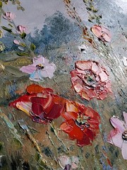ORIGINAL Painting OIL impasto „WildFlowers Red, White“ 12″x16″ by Olga Diduh