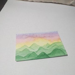 ACEO Painting Art Card Water Color Mountains