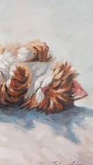 ORIGINAL Oil Painting Impressionism Resting Cat Animal Pet Portrait 8″x10″