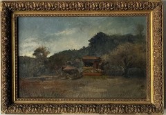 ANTIQUE 19TH CENTURY LANDSCAPE IMPRESSIONIST OIL PAINTING OLD HUDSON RIVER 1880s