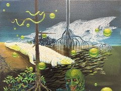 🔥 Unusual Surrealist UNIVERSAL Horror Monster CREATURE BLACK LAGOON Painting
