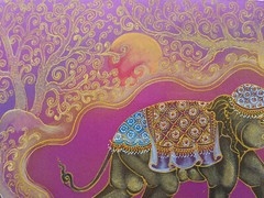 THAI ELEPHANT Acrylic Painting on SATIN 15.5 X 11.5 inch symbol of success