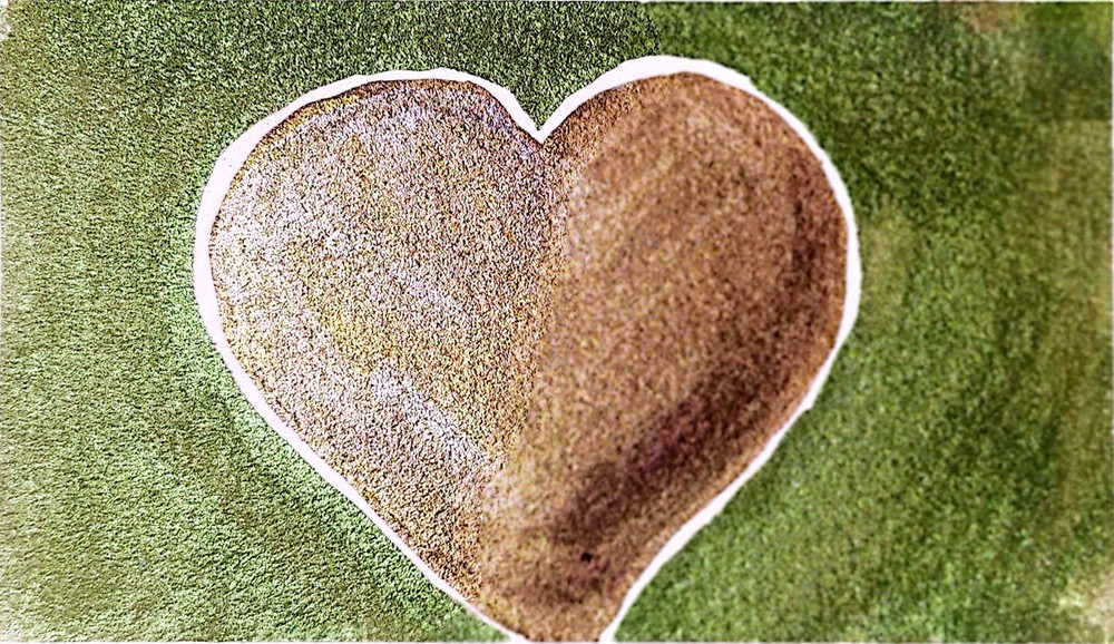 Copper Heart Original Abstract 5×7 Watercolor Paper Signed Contemporary Wall Art