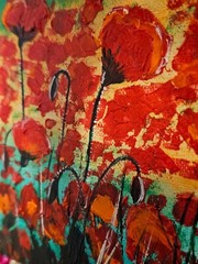 Poppies Original oil painting Red poppies Palette knife with textured paste