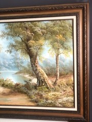 Original Vintage CLARA C INNESS Oil Painting Landscape Signed 44×32 Spring Scene