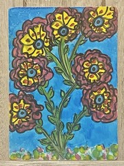 Summer Flowers. Original ACEO Art Card