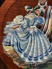 Argentina Oil Painting On Wooden Plate 9″ La Querencia Gaucho Vintage Folk Art