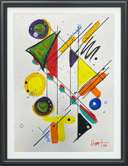 Hunt original: Acrylic on Paper Graphic Artwork 9×12 Colorful Unique Shapes