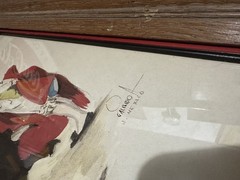 VTG MCM SIGNED ORIGINAL MATADOR BULL FIGHTING PAINTING by ARTIST CALINDOR MEXICO