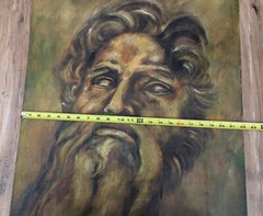 Vtg Moses Zeus God Bearded Man Tina Weinstein Original Art Painting 28 x 22″