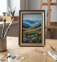 Wildflowers Original Oil Painting 4×6 Framed Signed Floral Landscape Meadow Art
