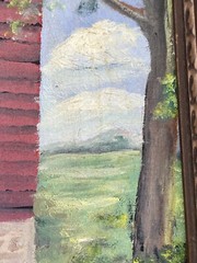 Vintage landscape oil painting signed P Bruce gristmill 11 x 13 Early 1900’s
