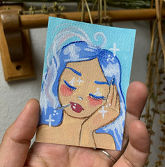 ACEO Original Painting „Smoking Lunita“ Portrait by Isabella Evangeline