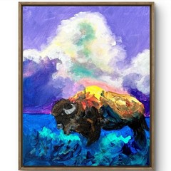 TITA PAINTZ Buffalo On The Plain Original Hand Painted Wall Art 8×10 Canvas