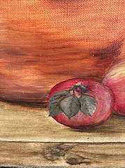 Vintage Still Life Painting Bushel of Red Apples Artist Signed 1978 Canvas Board