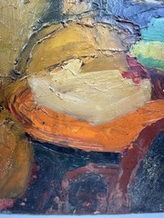MID CENTURY MODERNIST MCM ABSTRACT FIGURATIVE STILL LIFE MODERNISM OIL PAINTING