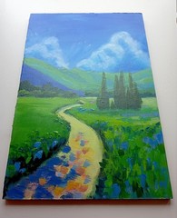 Original Abstract Landscape Acrylic Painting Nature Meadow Art Expressionism