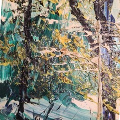Original Oil Painting by Morris Katz – Textured Landscape – Framed 19.5” x 15.5”