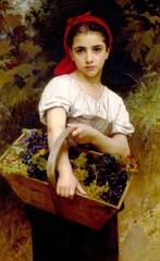 Art Oil painting Bouguereau nice young girl portrait in Orchard hand painted