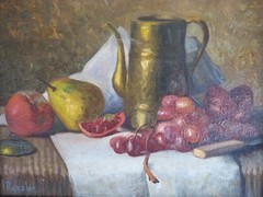 Antique Still Life California Isadora Ressler 1862-1947 Fruit Oil Painting